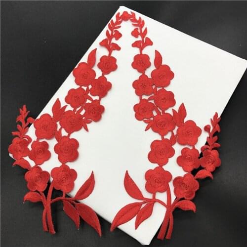1Pair(2Pieces) Plum Blossom Cloth with Exquisite Embroidery National Cloth with Dance Costumes Flower Pieces with Back Glue
