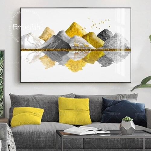 1 Piece Beautiful Landscape Snow Mountain In Water Modern Home Decor Artworks For Living Room Posters Wall Art Pictures Office