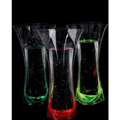 New 1PCS Eco-friendly Unbreakable Foldable Folding Flower Plastic PVC Durable Vase Bag Home Wedding Party Easy to Store Random