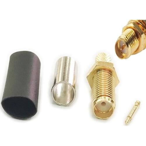 10PCS RP-SMA female nut bulkhead Cable for RG58 RG142 RG400 LMR195 Coax connector Adapter