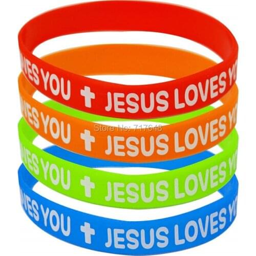 100pcs Jesus Loves You wristband silicone bracelets free shipping by epacket A