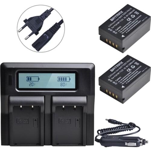2Pcs 1280mAh NP-T125 NP T125 Battery + Ultra Fast Dual Charger Kits for Fujifilm GFX 50S, GFX50S, GFX 50R, GFX50R, GFX 100, GFX1