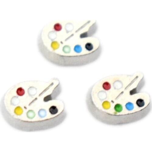 20PCS Alloy Cute Oil painting Plate Floating Locket Charms Fit Glass Locket DIY Handmade Jewelry Accessories