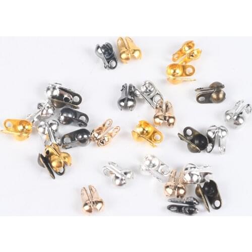 200Pcs/Lot 1.5 2.4 3.2mm Crimps End Caps Ball Beads Chains Necklace Bracelet Connectors Clasps For Jewelry Making Supplies