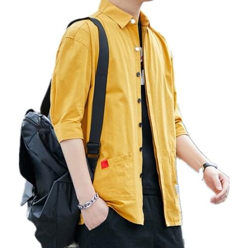 2020 Summer Mens Korean Style Clothing Fashion Casual Long Sleeve Shirt Camisa Blusas Koszula Blouse Baggy Black Bluzki Kleding