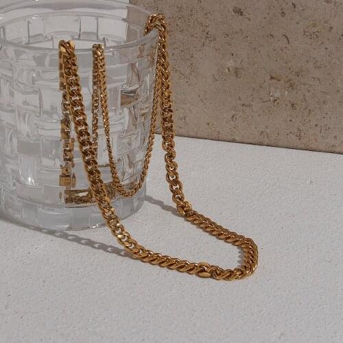 2021 Basic Stainless Steel High Polishing Cuban Chain Necklace 18K Gold Plated Titanium Necklaces For Women Jewelry