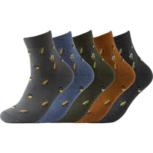 2021 New Pier Polo Mens Fashion Business Casual Brand Cotton Socks Embroidery Crew Winter Male Socks Wholesale 5 Pairs/Lot