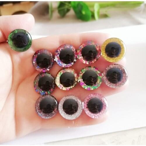 26pcs/lot new 16mm&20mm&24mm clear trapezoid plastic safety toy eyes + colorful glitter Nonwovens +washer for diy doll--HS