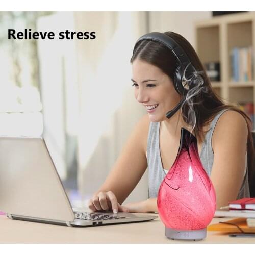 3D Glass Aromatherapy Essential Oil Diffuser Changing 7 color LED Night Light Mist Maker Air Humidifier For Home Office