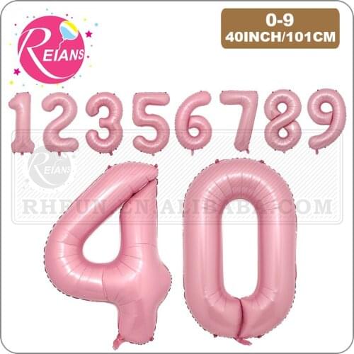 40 Inch Candy Pink Number Balloons Birthday Decorations Foil Ballon Helium Balls Anniversary Party Decor Baby Shower Globos
