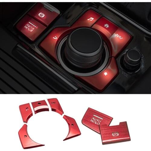 7pcs Red inner Decoration Set Gear Button Center Console Frame Cover For Mazda CX3 CX-4 CX-5 2019