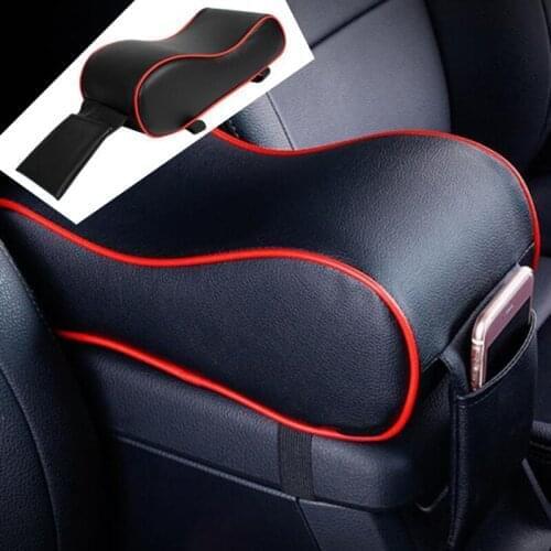 Car Central Console Armrest Box Faux Leather Heighten Pad Cushion with Pocket Car Armrest Box Pad