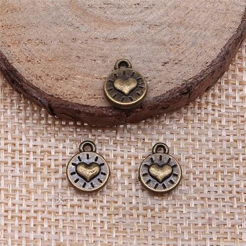 Free shipping 108pcs 10x8mm antique bronze Heart charms diy retro jewelry fit Earring keychain hair card pendant accessories