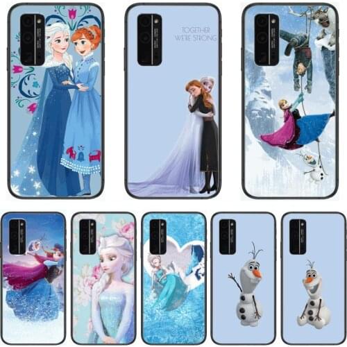 Phone Case Disney Frozon Anna Elsa Olaf Phone Case Hull For Huawei Honor 8 9 10 20 30 A S Lite Pro 5g i Black Back Soft Cell