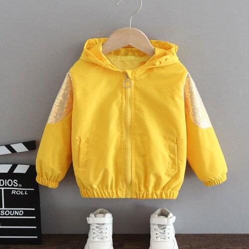 Spring Autumn Girls Jackets Outerwear Cartoon Wing Pattern Breathable Children Coats Clothing 2021 New Zipper Hooded Pocket