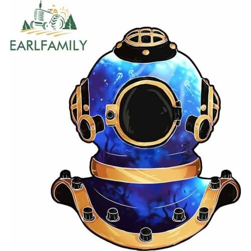 EARLFAMILY 13cm x 10.9cm for Sea Diver Helmet Cartoon Decal Windows RV Bumper Car Stickers Scratch-Proof Laptop Car Assessoires