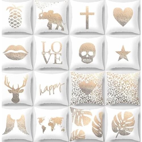 Beauty rose gold letters and pineapple love heart cross pillow cases short velvet high quality square thick pillow case covers