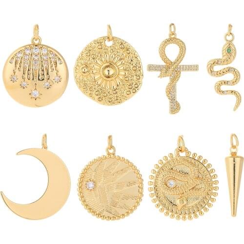 Cross Charms for Jewelry Making Supplies Gold Our Lady Charm Pendant Diy Design Charms for Earrings Necklace Bracelet Copper CZ