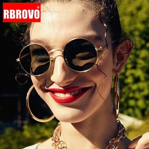 RBROVO Round Retro Sunglasses Women 2021 Luxury Brand Sunglasses Women Vintage Glasses For Women Mirror Oculos De Sol Feminino