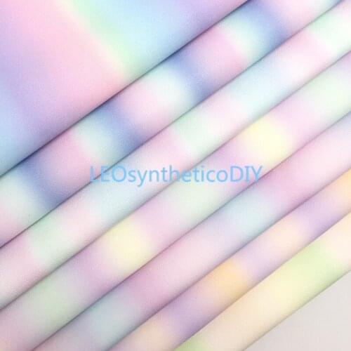 LEOsyntheticoDIY Rainbow Suede Synthetic Fabric Vinyl Faux Leather Sheets felt Backing For DIY Bows Accessories 21X29CM R09A