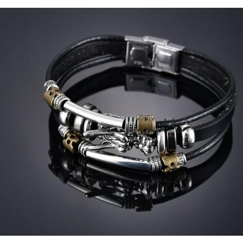 Fashion leader Leather Bracelet hand woven multi-layer bracelet fashion accessories wholesale