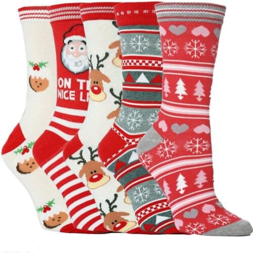 New 2021 Christmas Socks Women Funny Santa Claus Christmas Tree Snow Elk Cotton Happy Socks Lady Women Harajuku New Year