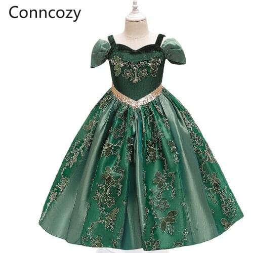 New Short-sleeved Princess Childrens Dress Childrens Clothing Girls Dress Girl Birthday Sequin Dress Princess Dress Girl Green