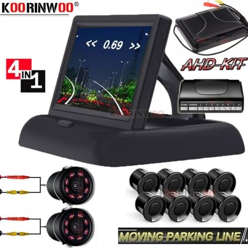 Koorinwoo Trajectory Parking Guide Colorful Parktronic 8 sensors blind spot monitor Reverse sensor buzzer 12v blind sensor Front
