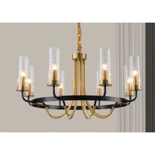 All copper living room chandelier light luxury Hong Kong style dining room bedroom light post modern