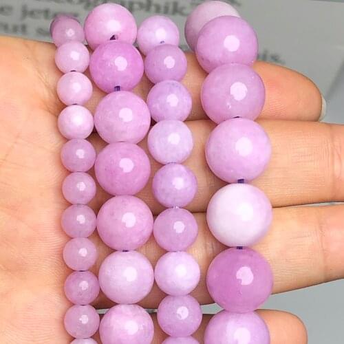 Natural Minerals Stone Purple Jades Beads Round Loose Spacer Beads For Jewelry Making DIY Bracelet Accessories 6 8 10 12mm 15"