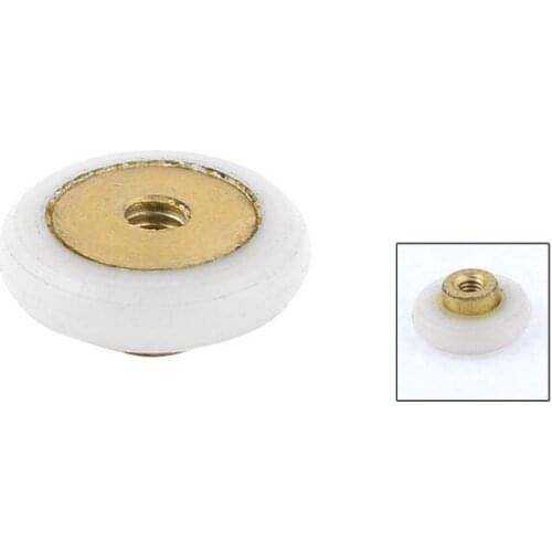 White Plastic Bearing Pulley Assembly Closet Sliding Door Roller 17mm Dia 5pcs