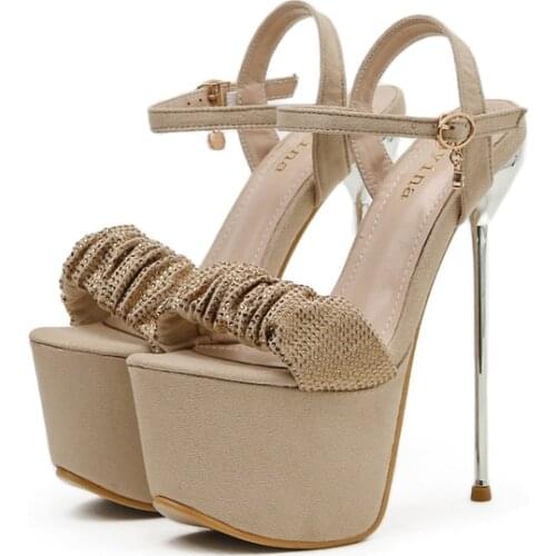 Sandals Women 18cm High Heels Sexy Thin Heel Rhinestone Sandals Size 41 Platform Gladiator Sandals Summer Shoes Sendale Femme