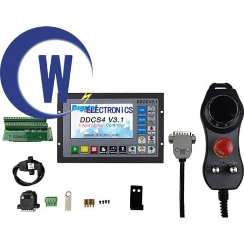 Special offer DDCSV3.1 3/4 Axis 500KHz G-Code Offline CNC Controller +6 axis Emergency Stop Electronic Handwheel MPG