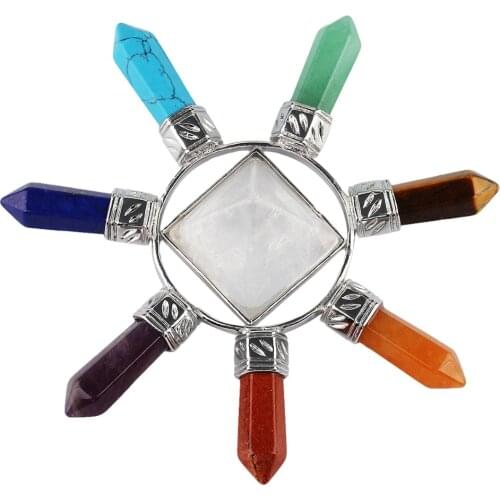 TUMBEELLUWA Rock Quartz Pyramid 7 Chakra Energy Generators Crystal Points Healing Reiki Balancing