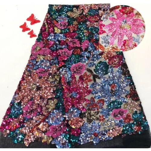 Embroidery tull net lace fabric with sequins S-8511 romantic french net lace for evening dress/fashion show