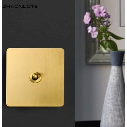 High Quality Type 86 Wall Light Switch Hotel Homestay Loft Nordic Simple Brass Brushed Retro Toggle Switch