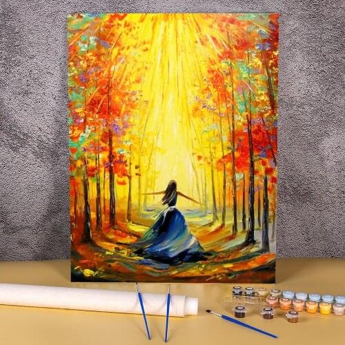 Woman Umbrella DIY Paint By Numbers Kit Acrylic Paints 40*50 Boards By Numbers New Design For Wholesale