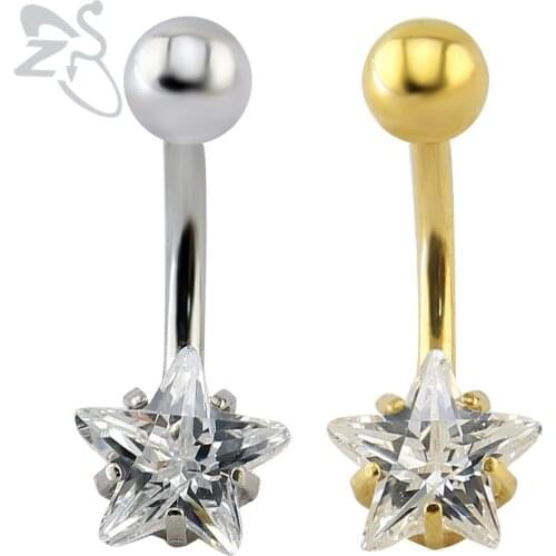 1Pc Pretty Star Crystal Navel Belly Button Ring 2017 For Women Female Stainless Steel Navel Belly Rings Body Piercing Jewelry