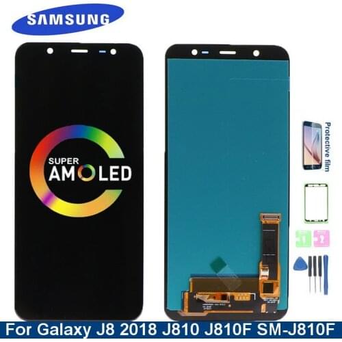 Super AMOLED J810 LCD Display For Samsung Galaxy J8 2018 J810F J810M SM-J810F J810M LCD Display Touch Screen Digitizer Assembly