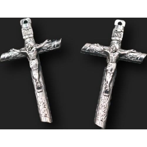 2pcs Silver Plated 3D Christian Jesus Cross Pendants Retro Bracelet Necklace Metal Accessories DIY Charms Jewelry Crafts Making