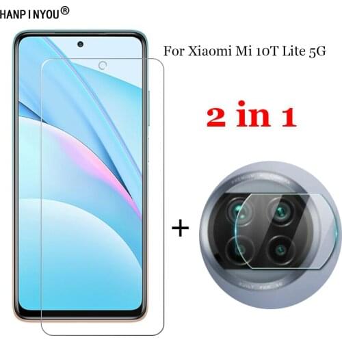 2-in-1 Clear Tempered Glass For Xiaomi Mi 10T Lite 5G 6.67" Camera Lens Protection Film + Front Screen Protector