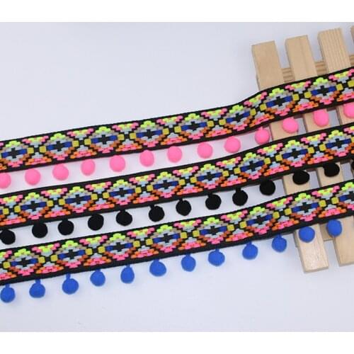 2yards Ribbon Vintage Ball Fringed Lace Pompom Style Clothing Home Textile Lace Ribbon DIY Sewing Decoration Crafts