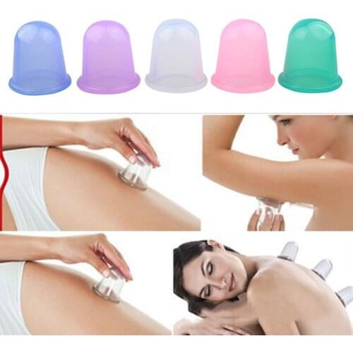 4 Pcs/Set Silicone Moisture Absorber Anti Cellulite Vacuum Cupping Cup Facial Body Massage Therapy Suit