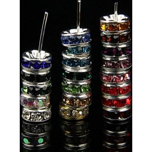 6mm 8mm 10mm 12mm 100pcs/lot white Clear mixed multicolor Czech glass Spacer Beads round Metal silver Plated DIY r35363 crystal