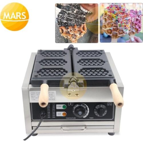 Commercial Waffles On A Stick Maker Honeycomb Waffle Machine Bubble Egg Cake Oven Electric Waffle Pops Making Pan Iron Baker