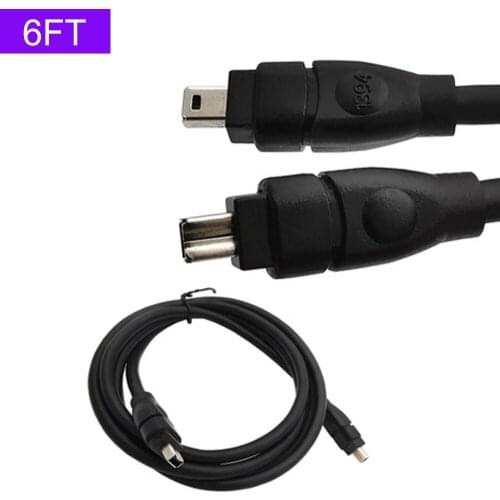 Black IEEE 1394 Firewire 400 to Firewire 400 Cable, 4 Pin/4Pin Male / Male 6 FT