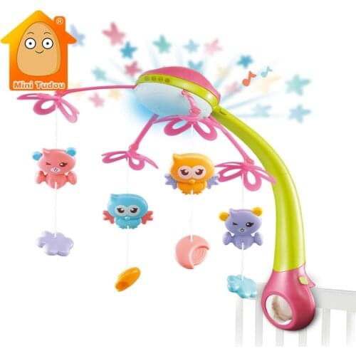 Baby Crib Mobile Rattles Toys Cartoon Owl Bed Bell Colorful Musical Projection Set Early Educational Toy For Newborn 0-12 month