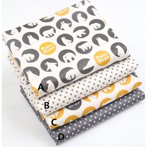 So Cute 50x160cm Polar Bear & Fivestar 100% cotton twill cotton Fabric for KIDS fabric quilting home decor patchwork telas cloth