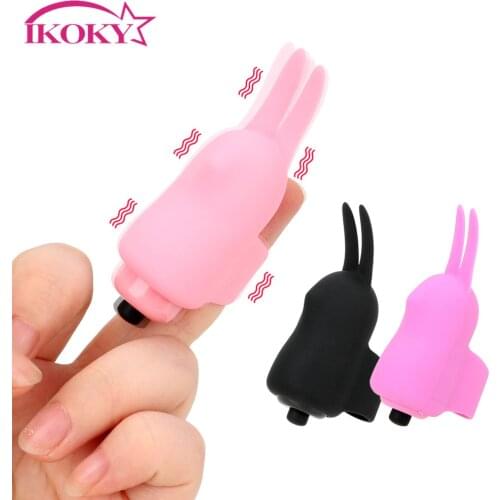IKOKY Finger Sleeve Vibrator Rabbit Ear Female Masturbator Sex Toys For Woman Clitoris Stimulation Finger Massage Vibrator
