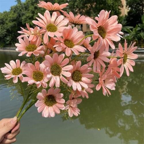7P Fake Long Stem Gerbera (6 Heads/Piece) 25.98" Length Simulation Autumn Chrysanthemum for Home Decorative Artificial Flowers